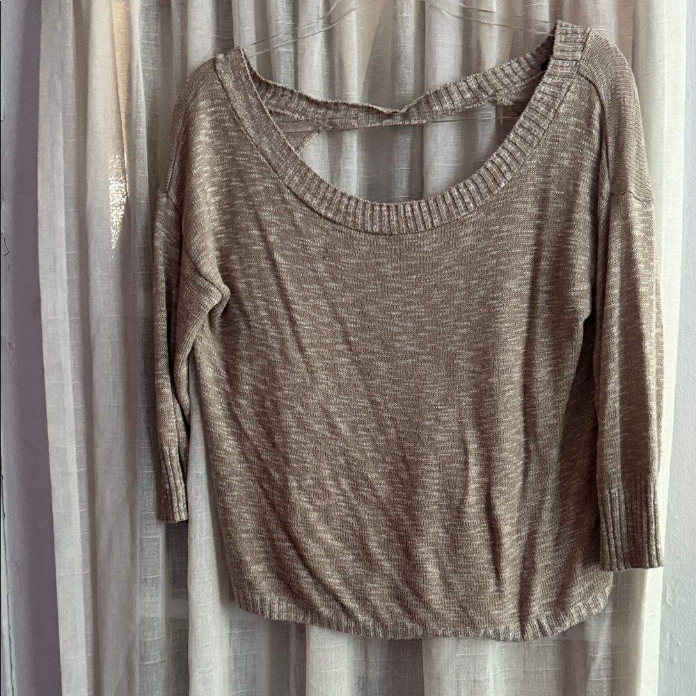 Express Tan Off-the-Shoulder Sweater